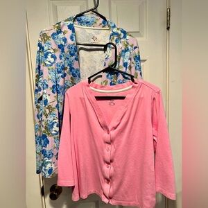 Isaac Mizrahi Pink Cardigan and Floral Cardigan